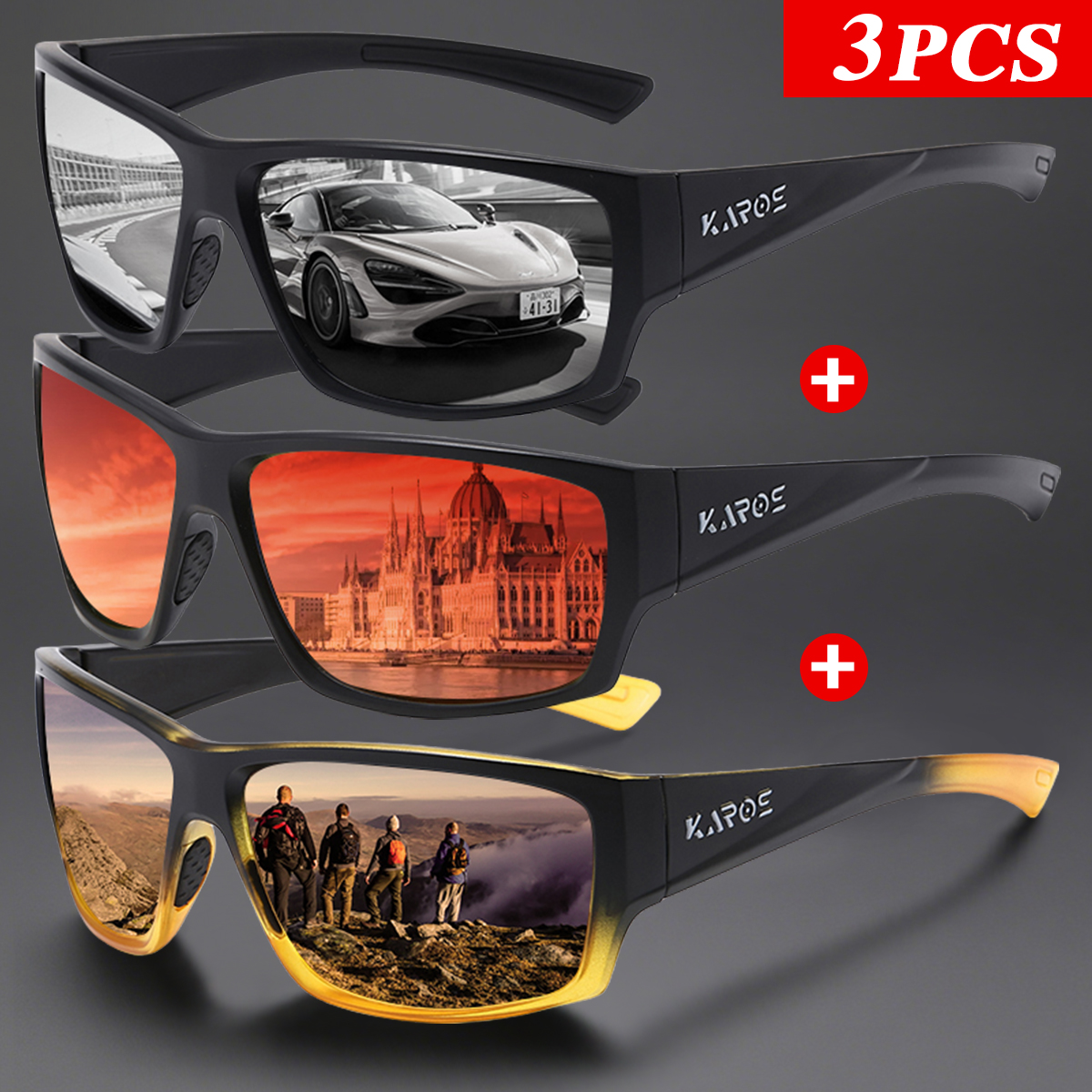 3Pcs/Set Karos Polarized Sungl – обзор и цена Fishing Sunglasses Polarized